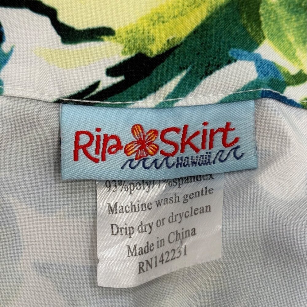 RipSkirt Hawaii Tropical Floral Wrap Skirt Length 3 Blue Green Womens Size XXL - Picture 3 of 7